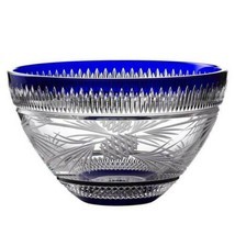 Waterford Crystal Cobalt Blue Bowl 11&quot; Christmas Pine Cones Ireland #105... - £797.82 GBP