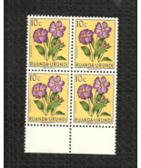 1953 RWANDA FLOWER - Block Of 4 with selvage - MNH - Uncanceled - OG - £1.18 GBP