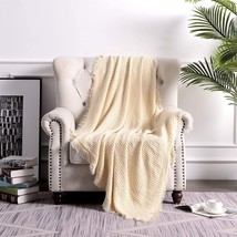 Boho Throw Blanket for Couch-Soft White Knit Throw Blanket - £23.11 GBP