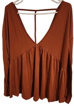 Shein Double V Baby Doll Long Sleeve Orange Top in Size M - $20.00