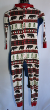 Bear Essentials Kids Faux Flap One Piece Pajamas Bear Print Jumpsuit Unisex ~6~ - £7.09 GBP