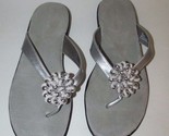 Naturalizer Women&#39;s Sliver sandals slides thongs beaded knot slip on fla... - $9.89