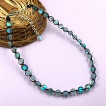 Natural Matte Aura Quartz 8x8 mm Beads Adjustable Thread Necklace ATN-48 - £11.96 GBP