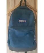 Jansport Classic Blue Backpack Brown Leather Bottom ! - $40.20 CAD