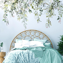 Green Plants Leaves Wall Decals Peel and Stick, Large Floral Flowers Wall Sticke - £22.23 GBP