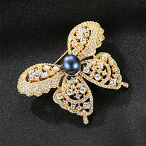 3.80 Ct Diamonds &amp; Natural Pearl Butterfly Wings Brooch Women Girls Wedding Gift - £93.64 GBP