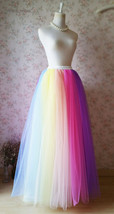 Adult RAINBOW Tulle Skirt Plus Size Long Rainbow Maxi Skirt Outfit image 6