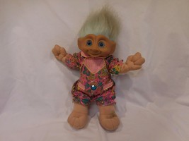 Troll Doll Vintage 1990&#39;s Ace Treasure Trolls Plush 12&quot; Doll Belly Jewel  - £10.30 GBP