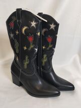 Womens No Boundaries Black Cowgirl Western Boots Novelty Cactus Moon Sta... - $540.31 MXN