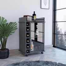 Baltimore Bar Cart: 6 Wine Cubbies, Oak Finish - $189.99