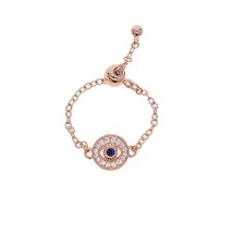 Rose gold adjust chain ring for women lucky lovely cute round  charm sweet girl  - £8.91 GBP