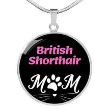 British Shorthair Cat Mom Necklace Circle Pendant Stainless Steel or 18k... - $37.95+