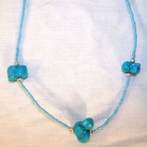 NEW HAND MADE BEADED TURQUOISE NUGGET BEAD NECKLACE men womens jewelry NEW - $6.64