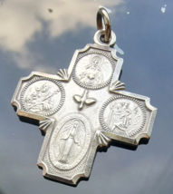CHAPEL 925 Sterling Silver Scapular Four-Way Cross Medal Pendant - £36.62 GBP