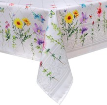 Spring Summer Tablecloth 60 84 inch Waterproof Floral Butterfly Tablecloth Washa - £29.16 GBP