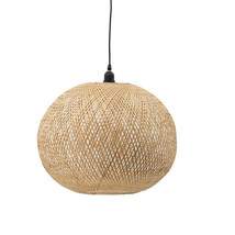 Scratch &amp; Dent Mid-Century Modern Style Round Woven Bamboo Wooden Pendant Lamp - £77.89 GBP