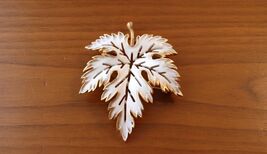 Signed Trifari Maple Leaf Brooch, Autumn Winter Mid-Century Jewelry - $34.64