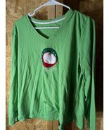 ladies medium size green poly cotton Christmas tee shirt - $246.63 MXN