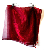 Stunning Dark Cherry Red Organza Tablecloth 54X54 Weighted Bead Corners ... - £23.21 GBP