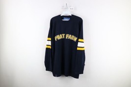 Vintage 90s Phat Farm Mens Medium Spell Out Striped Knit Crewneck Sweater Blue - £46.70 GBP
