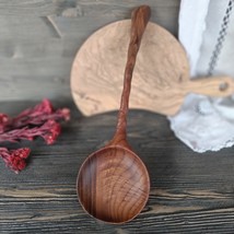 Handmade wide large wooden serving spoon ladle Rustic wooden serving spoon - $86.00