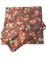 Vintage Set of 4 Country Quilted Rose Pink Victorian Floral Cloth Napkins Dark - £11.72 GBP