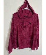 New York and Company Pink Houndstooth Peak A Boo Check Pullover Hoodie S... - €25,19 EUR