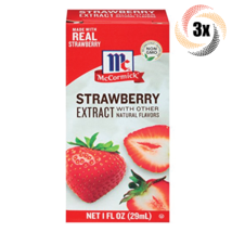 3x Packs McCormick Imitation Strawberry Extract | 1oz | Non Gmo Gluten Free - £17.08 GBP