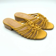 Madewell Dakota Sandal Slides Block Heel Woven Leather Strappy Yellow Si... - $28.88