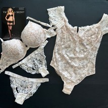 Victoria&#39;s Secret 32D,34DD Conjunto Sujetador + Braga Lote + Osito Encaje Blanco - £157.88 GBP