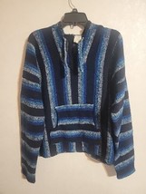Vel-Mex Mexican Poncho Rasta Hooded Sweatshirt Adult Large Blue Hippie sz XXL - £20.22 GBP