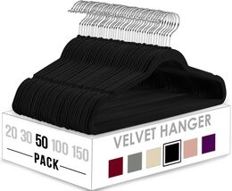 Utopia Home Velvet Hangers 50 Pack Non-Slip Clothes Black Heavy Duty - €20,41 EUR