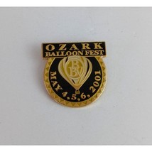 Vintage May 2001 Ozark Balloon Fest Black &amp; Gold Tone Lapel Hat Pin - $8.42