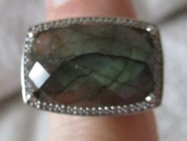 Ross Simon Labradorite and .10 ct. Diamond Ring in Sterling Silver Size 7 - £119.75 GBP