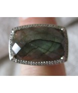 Ross Simon Labradorite and .10 ct. Diamond Ring in Sterling Silver Size 7 - $2,851.02 MXN