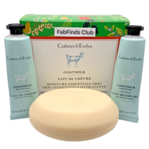 Crabtree & Evelyn Goatmilk Bar Soap & Hand Therapy Gift 3pc Set - £17.09 GBP