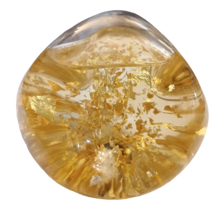 Goldenflow Studios Hand Blown Glass Snow Dome Paperweight 12-24K Gold Flakes - £22.17 GBP