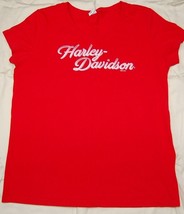 Harley Davidson T-Shirt Women&#39;s Bergen County Size XL Short Sleeve Red - £19.29 GBP