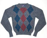 Vintage Mighty Mac Mag Pullover Sweater Jumper Mens L Gray Argyle Shetla... - $28.04