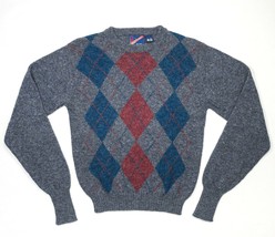 Vintage Mighty Mac Mag Pullover Sweater Jumper Mens L Gray Argyle Shetla... - £22.22 GBP