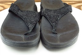 FitFlop Sz 8 M Black Flip Flop Synthetic Women Sandals - £15.53 GBP