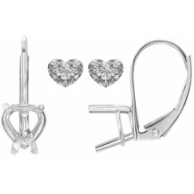 Heart Natural Mined Diamond Lever Back Earrings 14k White (0.8 Ct F SI1-SI2) - £1,216.02 GBP