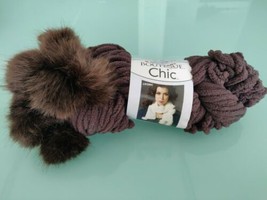 Red Heart Boutique Chic Chenille Yarn BALSAMIC Pom Pom Faux Fur 1 skein  - $11.87