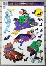 Halloween Window Decor Creature Cling Cartoon Wolfman Witch Dracula Skeleton VTG - £4.12 GBP