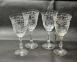 Vintage FOSTORIA NAVARRE Elegant Needle Etched Water / Wine Glass - Set ... - £43.35 GBP
