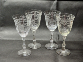 Vintage FOSTORIA NAVARRE Elegant Needle Etched Water / Wine Glass - Set ... - £43.20 GBP