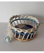 Vintage West German Wicker Dollhouse Miniature Baby Playpen &amp; Toy Blue P... - $19.64