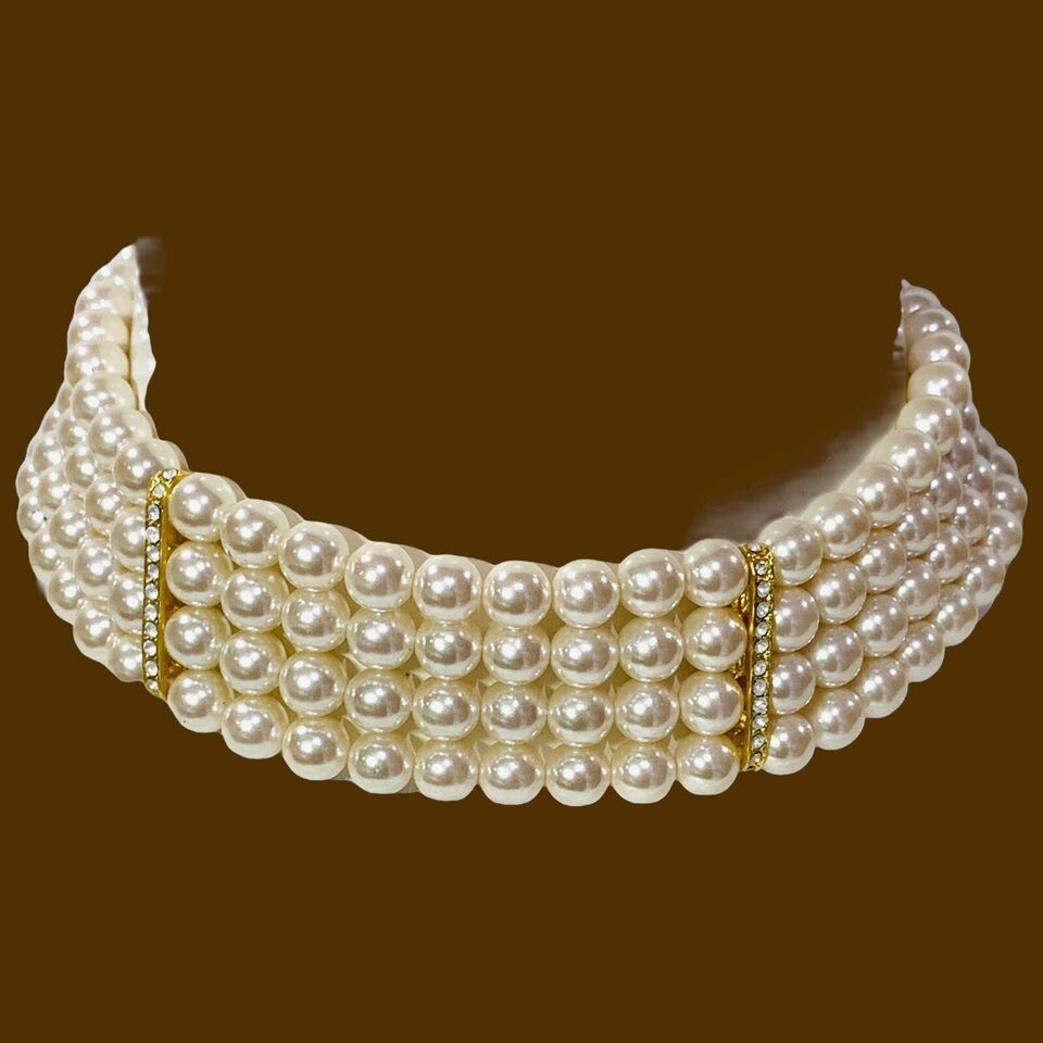 vintage 4 raw chocker necklace 15&quot; - $34.78