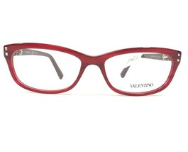 Valentino V2649 618 Eyeglasses Frames Red Rectangular Cat Eye Studded 54... - $130.89