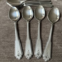 4 Rogers Co Norcrest Brentwood 6&quot; Teaspoons beaded floral burnished 2 Se... - £15.62 GBP